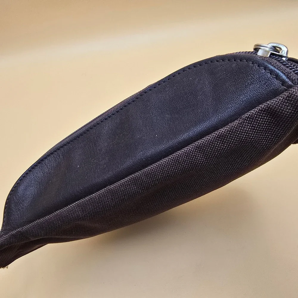 Fossil Womens Leather Belt Bag Waist Pack Dark Brown  Strap Zip Pockets